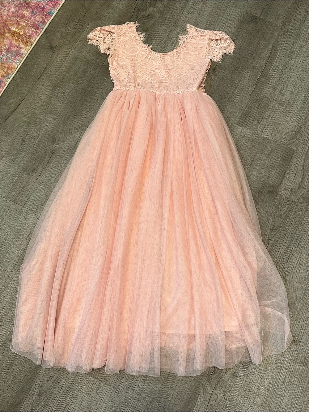 2Bunnies long pink lace and tulle dress